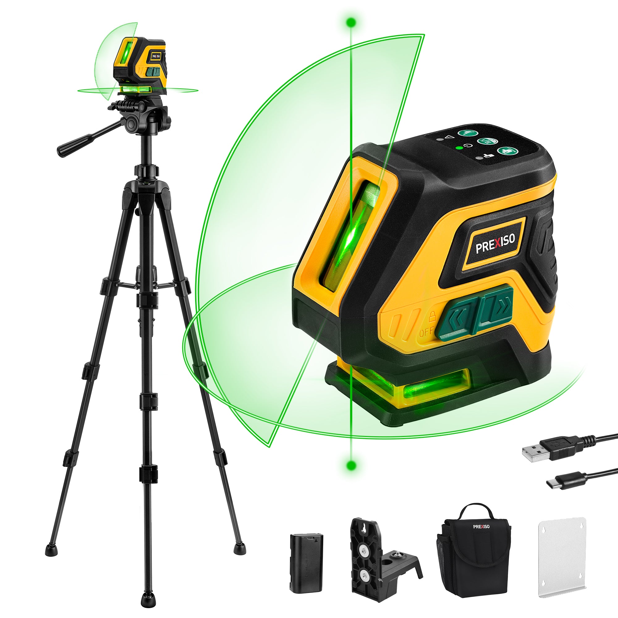 Rechargeable Green Beam Cross-line Laser Level With Plumb Points-P2LC15DG