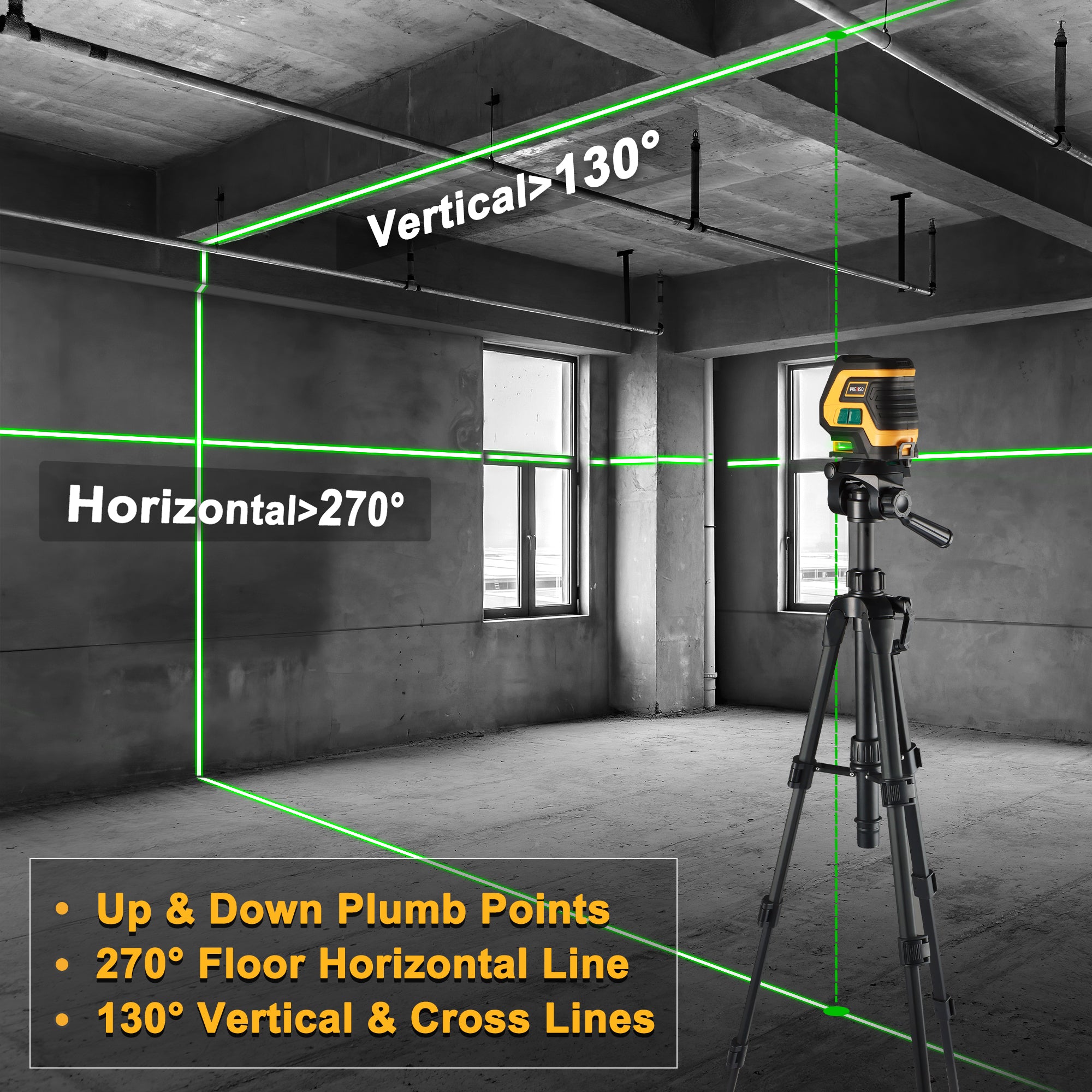 Rechargeable Green Beam Cross-line Laser Level With Plumb Points-P2LC15DG