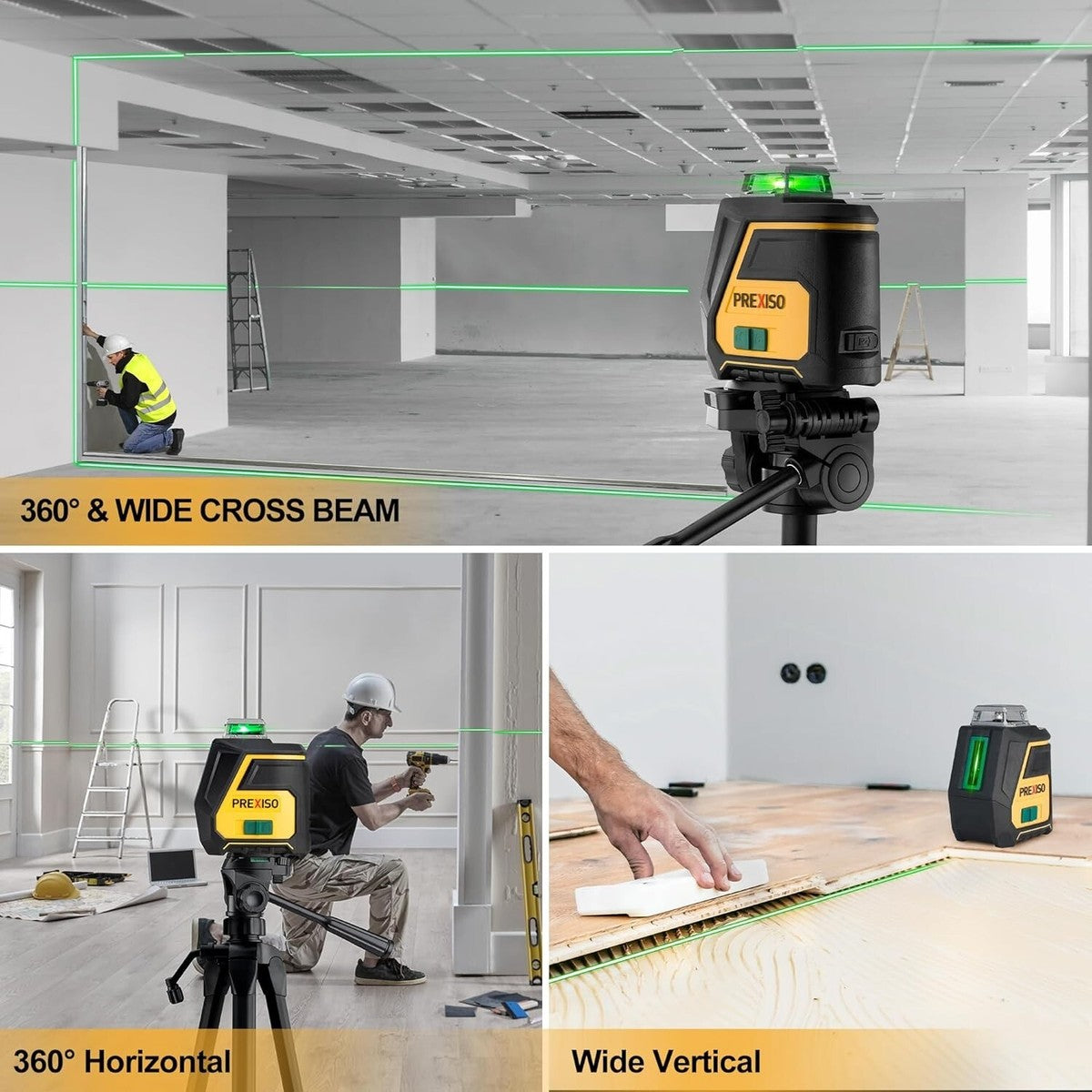 Rechargeable 360-Degree Green-Beam Cross Line Laser Level Set-PLC360GLIT